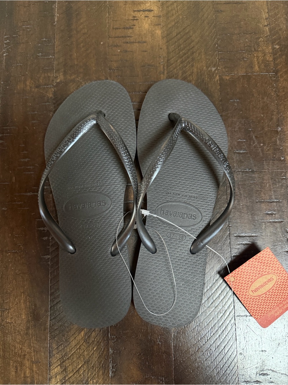 Havaianas Flip Flop Sandals Black Thin Straps Women
